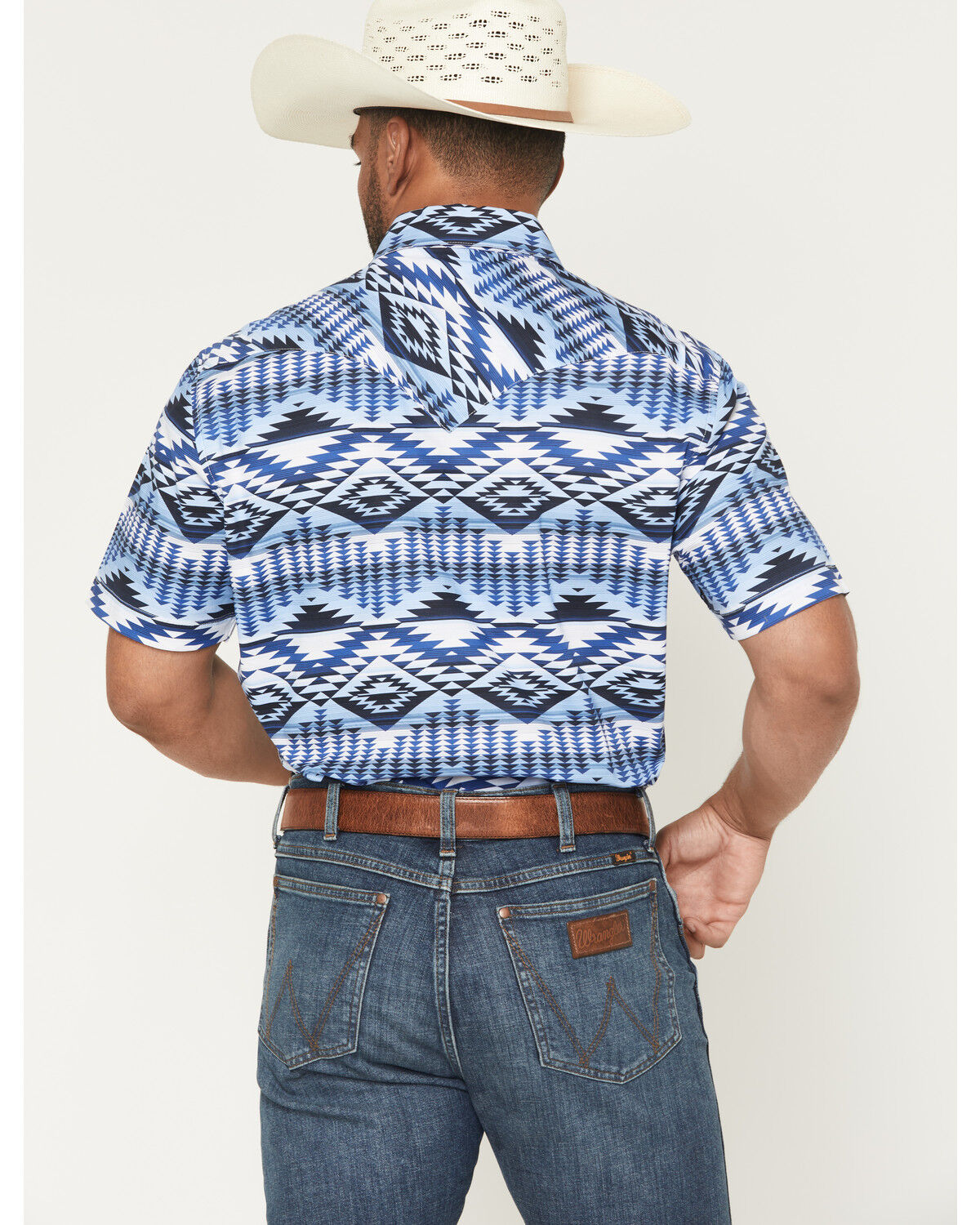 Rock & Roll Denim Men's Southwestern Print Short Sleeve Snap Stretch Western Shirt