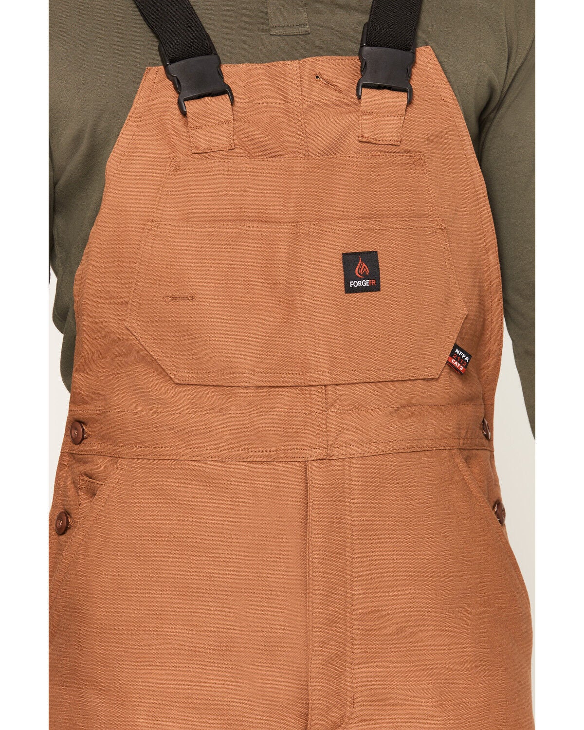 Image #2 - Forge Workwear Men's FR Insulated Bib Overalls, Brown, hi-res