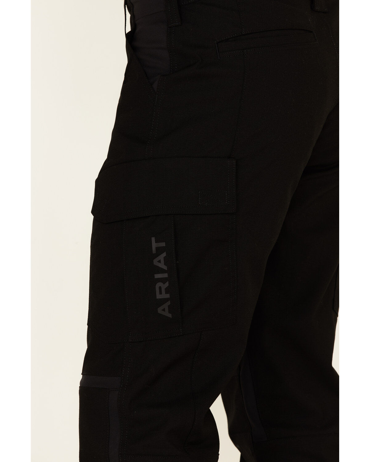 Image #4 - Ariat Men's M5 Rebar Durastretch Ripstop Cargo Tapered Straight Work Pants, Black, hi-res