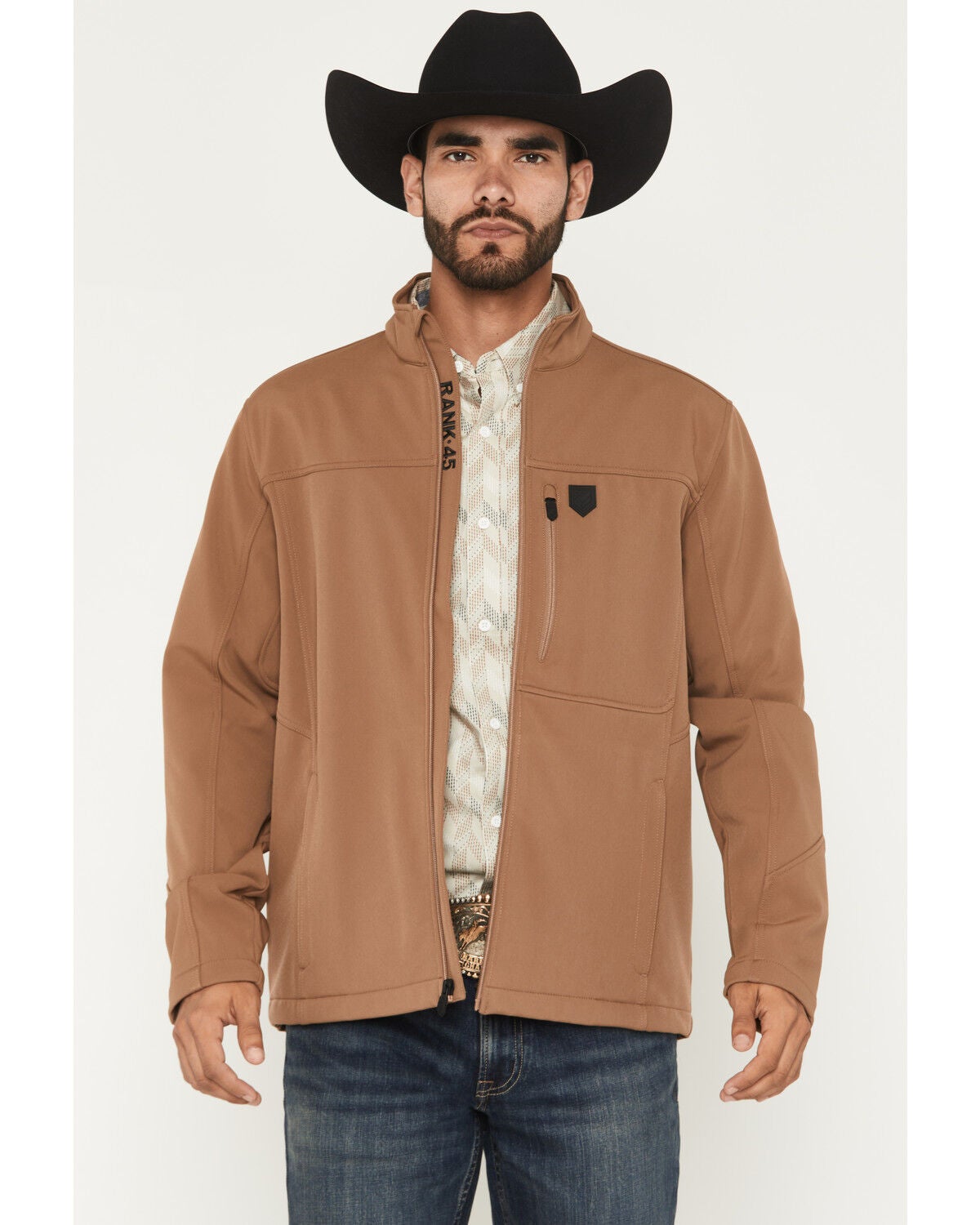 Image #1 - RANK 45&reg; Men's Richwood Solid Softshell Jacket, Lt Brown, hi-res