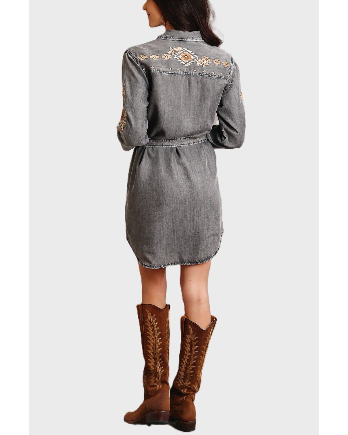 Image #2 - Stetson Women's Long Sleeve Shirt Mini Dress, Black, hi-res