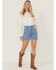 Image #1 - Levi's Women's 501® Original Medium Wash High Rise Mid Thigh Stretch Denim Shorts, Medium Wash, hi-res