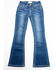 Shyanne Girls' Medium Wash Swirl Floral Embroidered Bootcut Jeans , Blue, hi-res