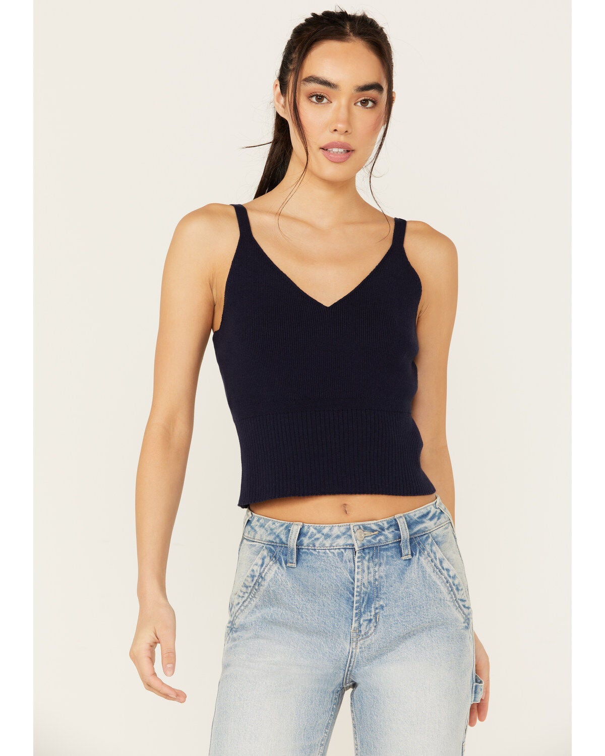 Cleo + Wolf Women's Abbie Sweater Tank, Navy, hi-res