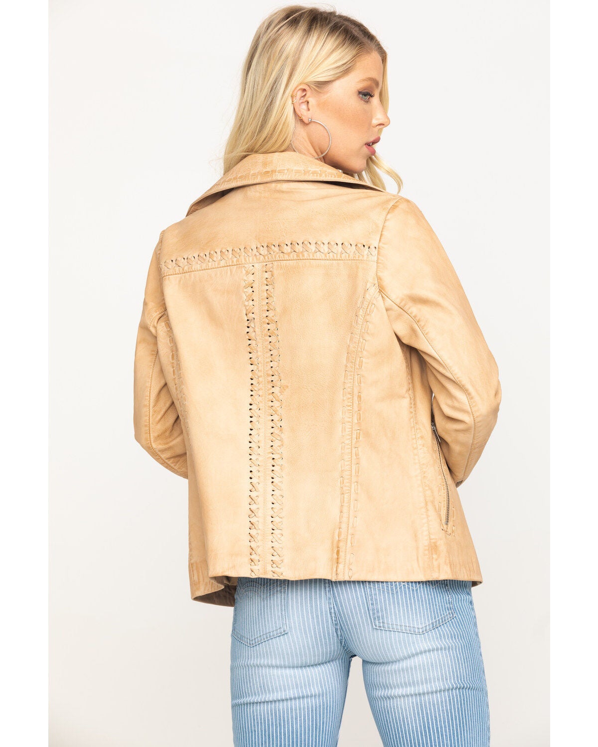 peach leather jacket