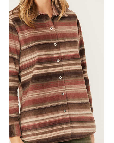 Image #3 - North River Women's Serape Stripe Print Long Sleeve Button Down Flannel Shirt, Olive, hi-res