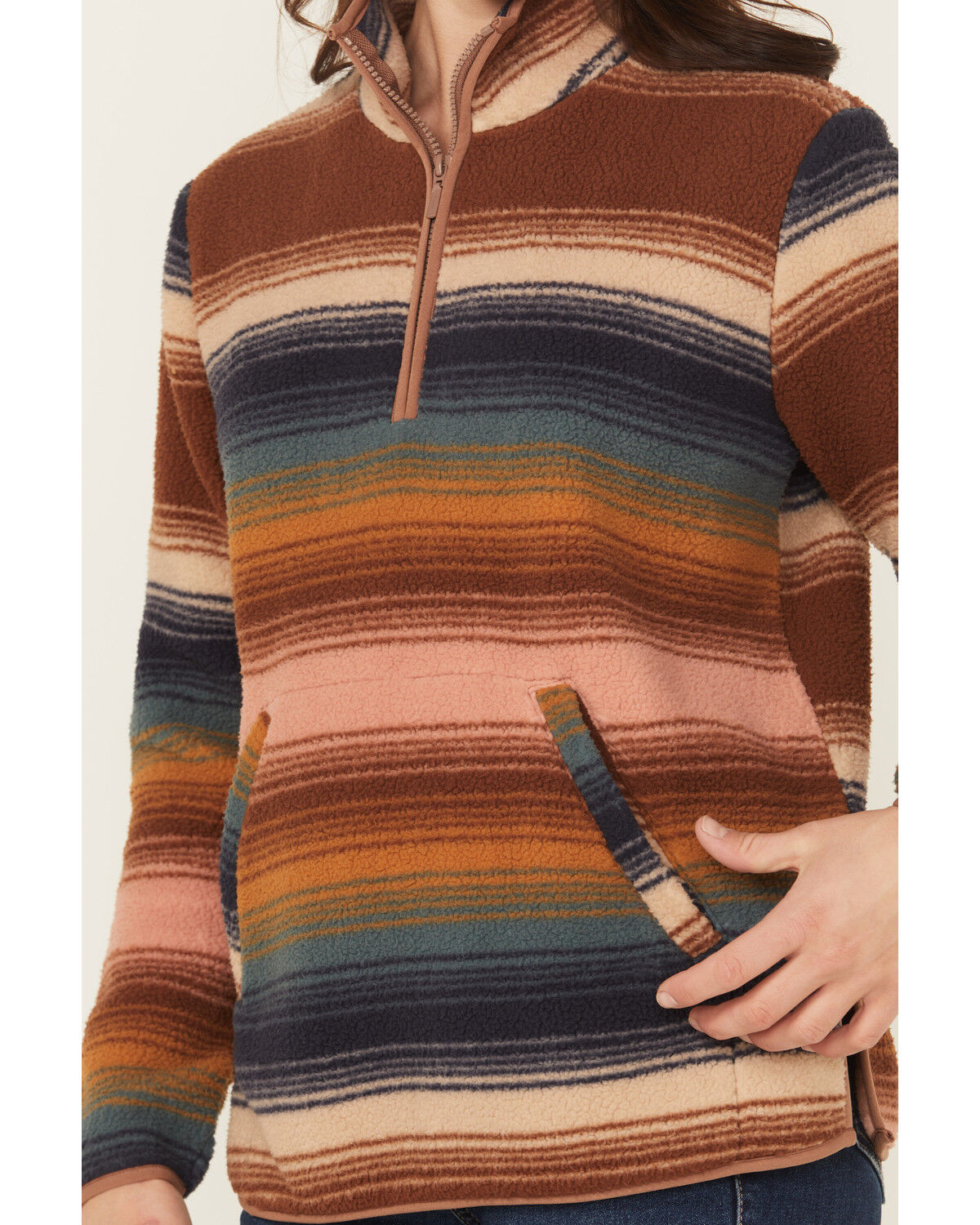 Image #3 - Wrangler Women's Striped Sherpa Pullover, Multi, hi-res