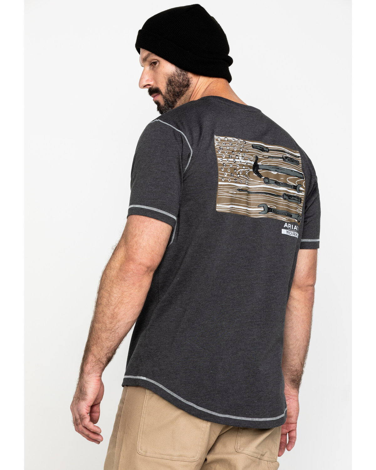 Image #2 - Ariat Men's Rebar Workman Technician Graphic Work T-Shirt, Heather Grey, hi-res