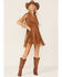Image #4 - Vocal Women's Fringe Tiered V-Neck Dress, Camel, hi-res