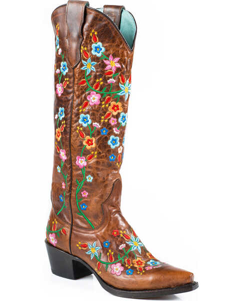 Stetson Women's Flora Snip Toe Western Boots, Brown, hi-res