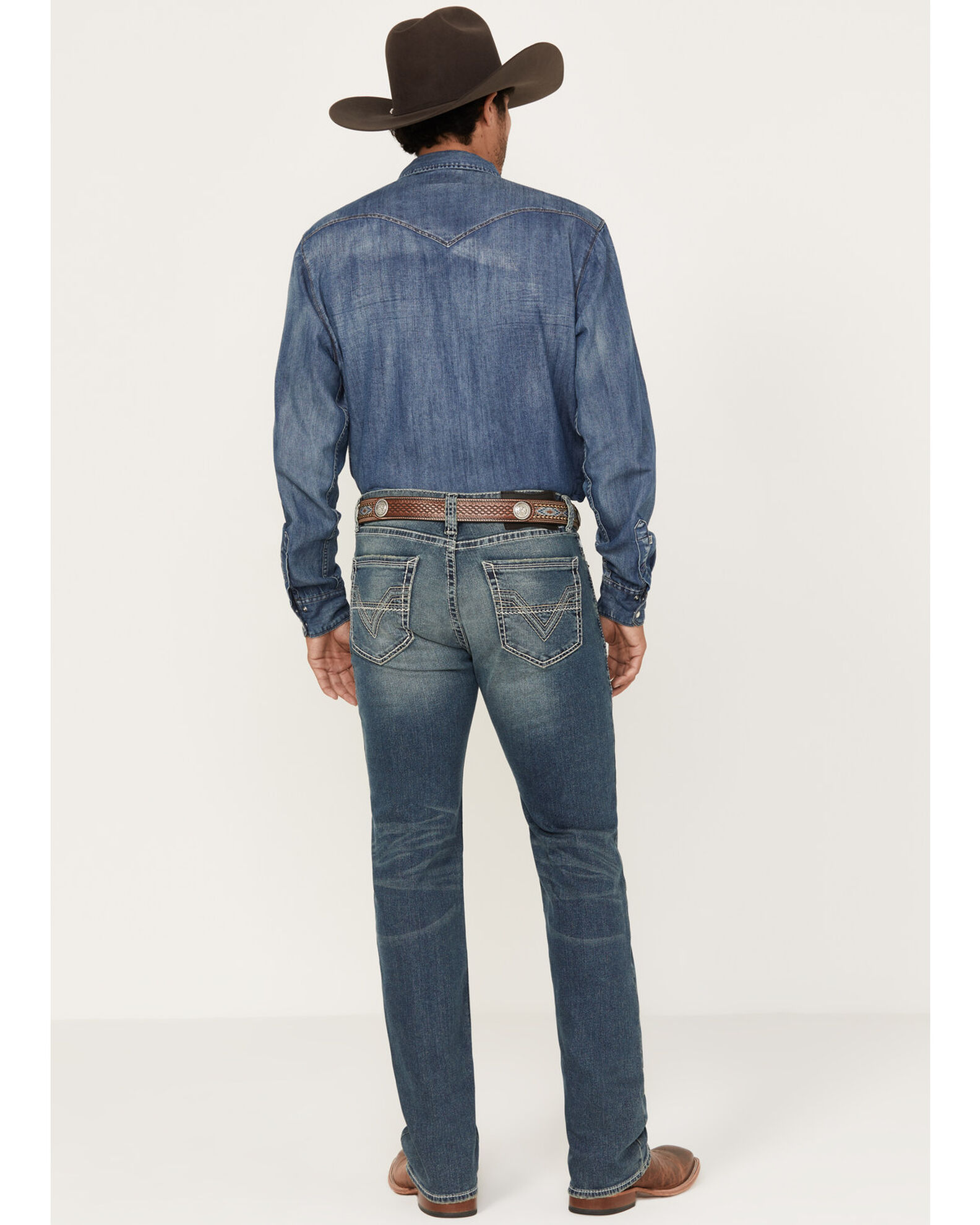 Rock & Roll Denim Men's Revolver Medium Vintage Wash Slim Straight Reflex Denim Jeans