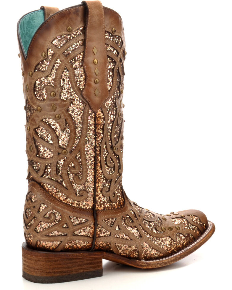 Corral Women S Orix Glitter Inlay Studded Cowgirl Boots Square Toe Boot Barn