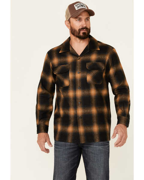 Pendleton Men's Gold Board Large Ombre Plaid Long Sleeve Snap Western Shirt , Yellow, hi-res