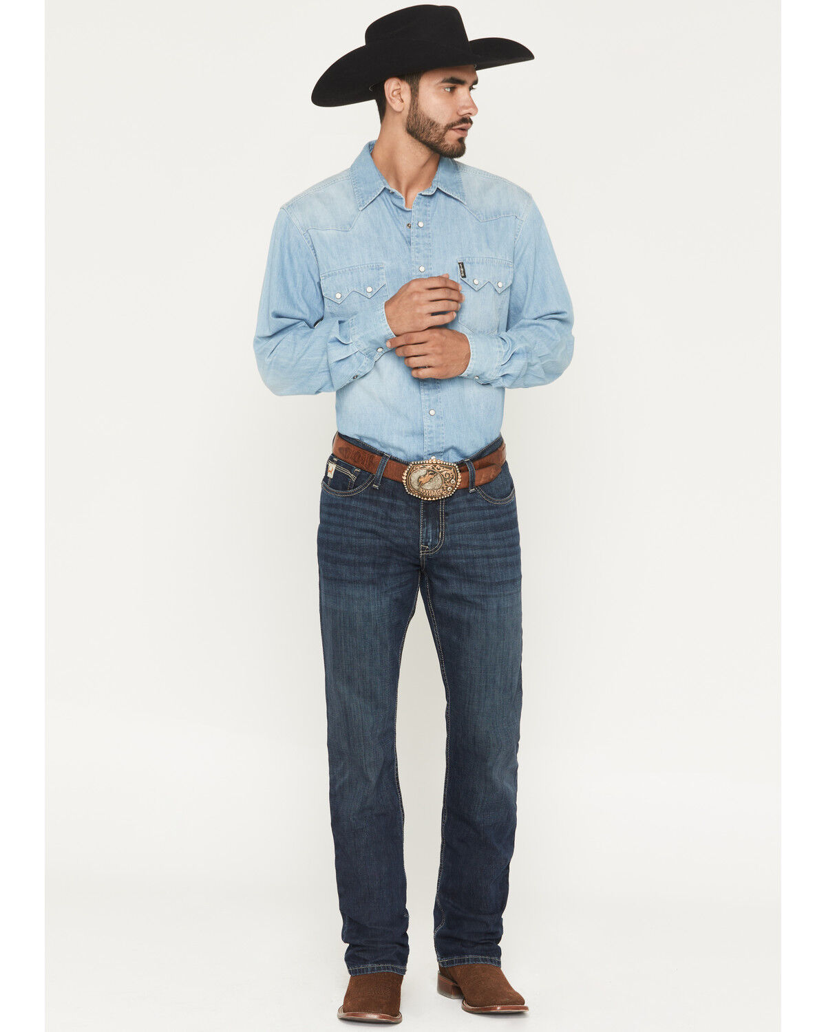 Image #1 - Cinch Men's Ian Western Bootcut Jeans, Indigo, hi-res