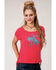 Image #1 - Roper Women's Red Bronco Graphic Lace-Up Tee, , hi-res