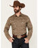 Image #1 - Wrangler Retro Men's Medallion Print Long Sleeve Snap Western Shirt, Brown, hi-res