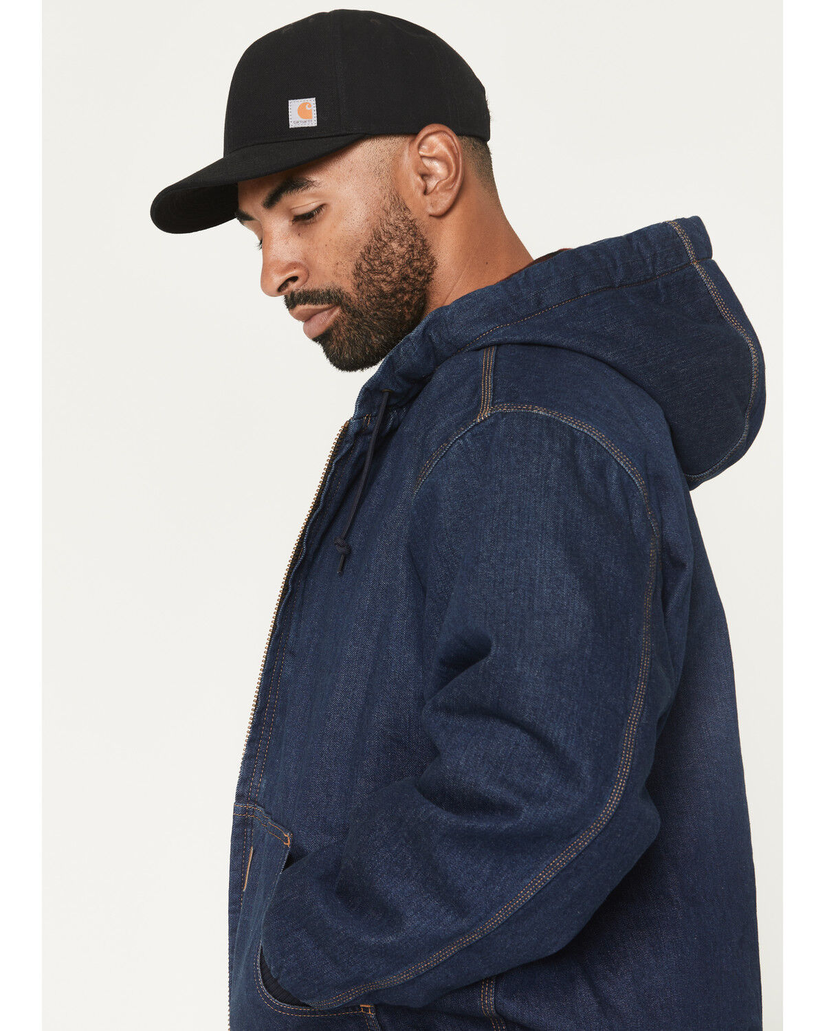 Image #2 - Carhartt Men's Loose Fit Denim Active Hooded Jacket, Blue, hi-res