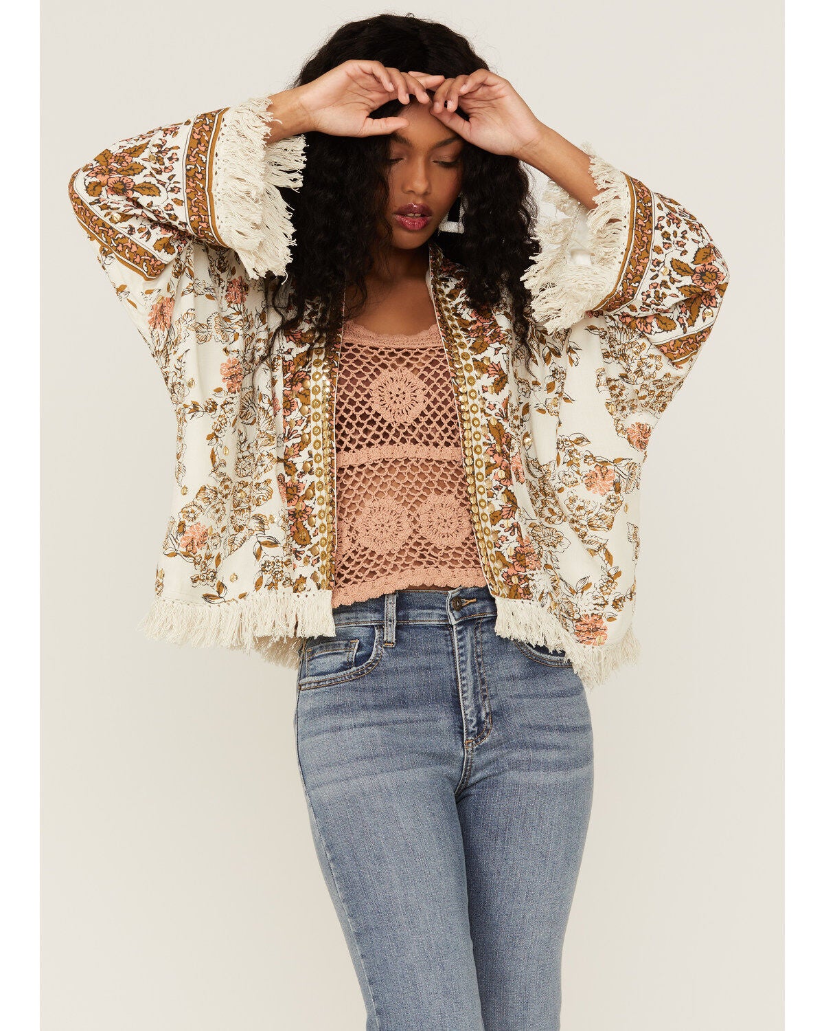 Free People Women's Rays of Light Embellished Ivory Jacket