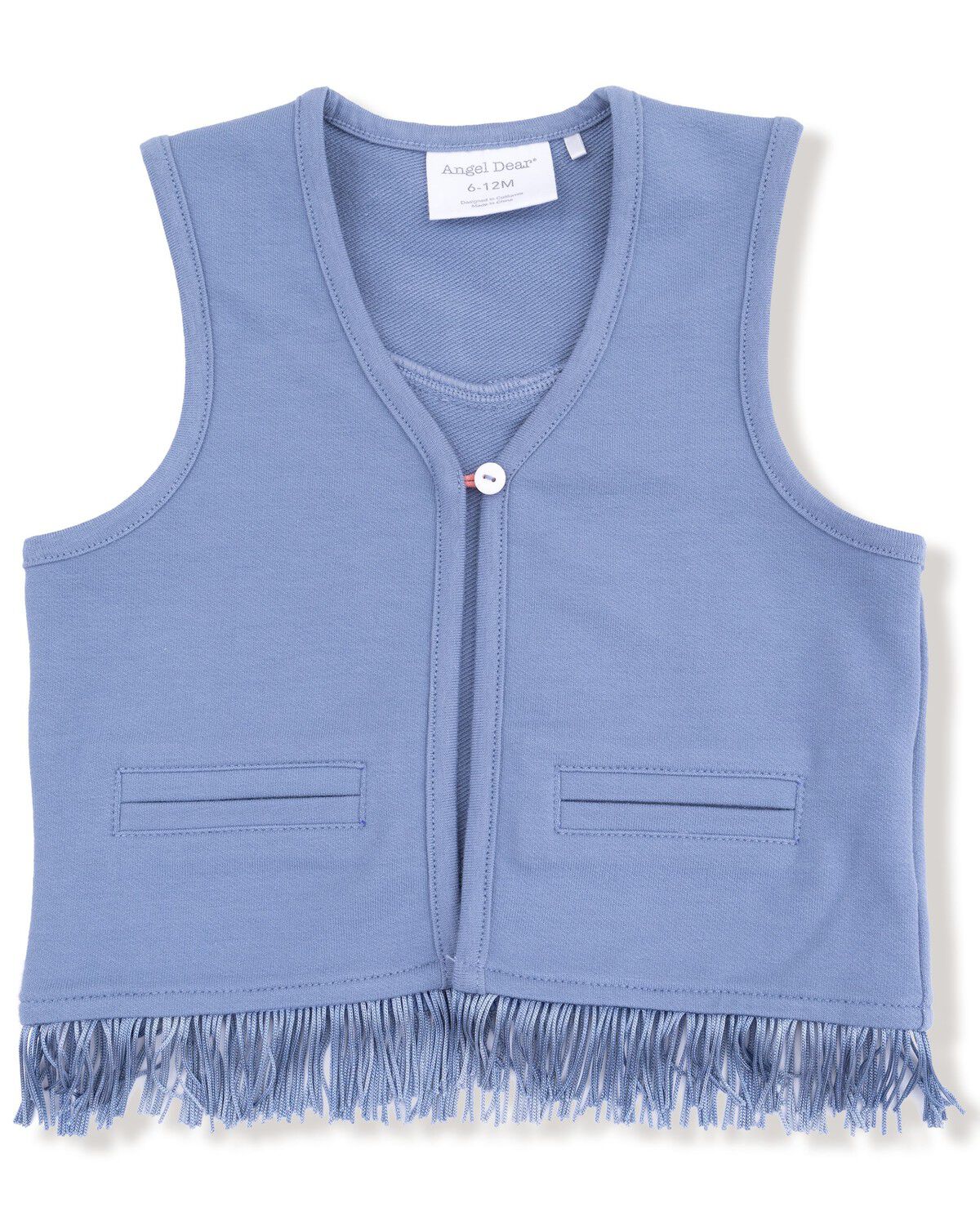 Image #1 - Angel Dear Infant Boys' French Terry Fringe Button Vest, Blue, hi-res