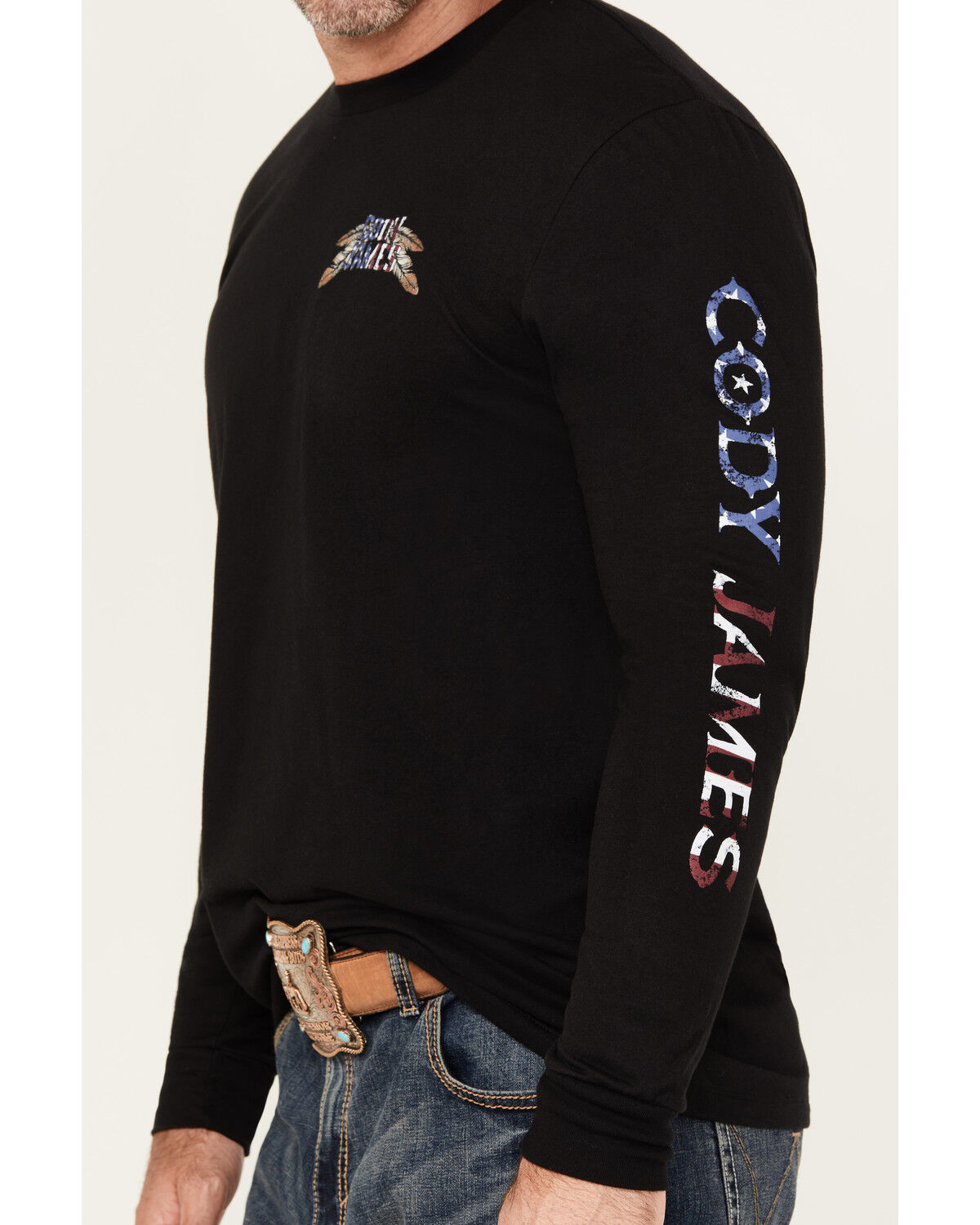 Image #3 - Cody James Men's U.S.A. Skull Long Sleeve Graphic T-Shirt, Black, hi-res