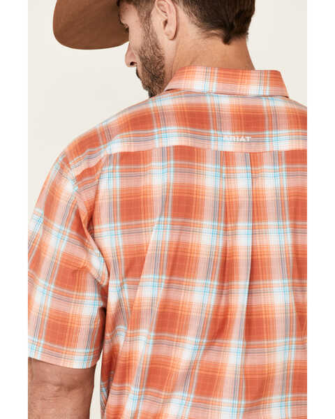 Image #5 - Ariat Men's Faris Med Plaid Short Sleeve Button Down Western Shirt , Orange, hi-res