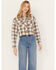 Cleo + Wolf Women's Plaid Print Cropped Shirt, Cream, hi-res