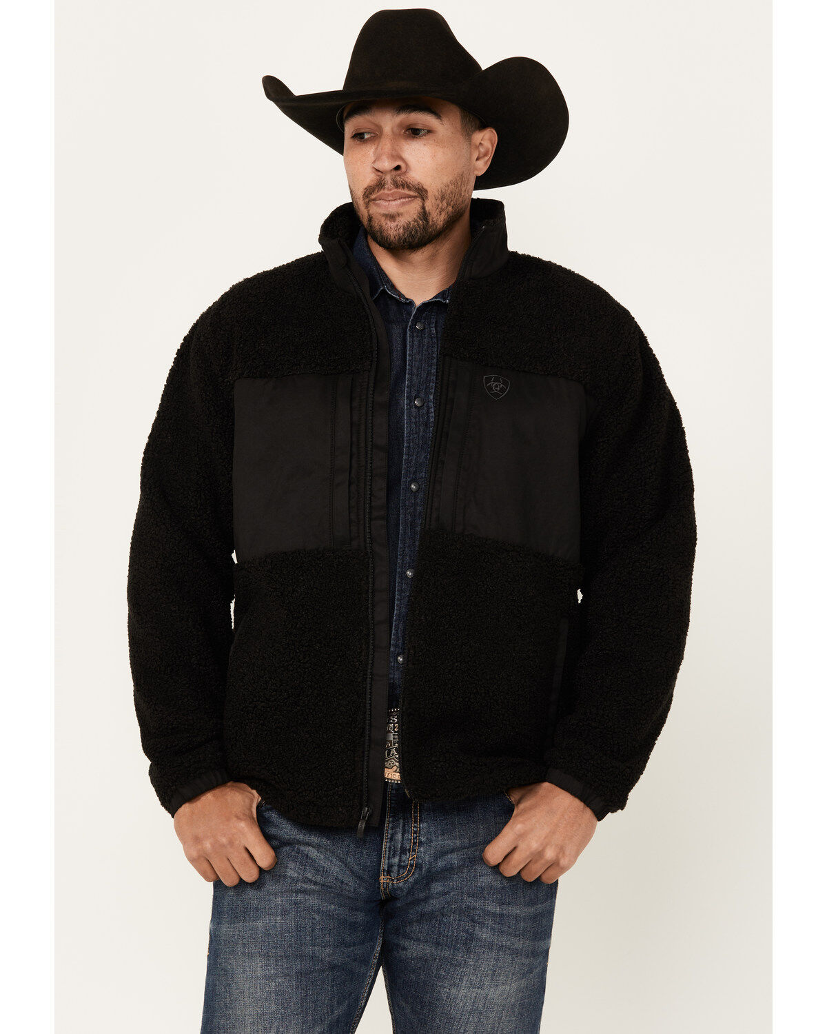 Image #1 - Ariat Men's Odessa Sherpa Lightweight Jacket, Black, hi-res
