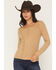 Image #1 - Miss Me Women's Embellished Lace Long Sleeve Shirt, Brown, hi-res