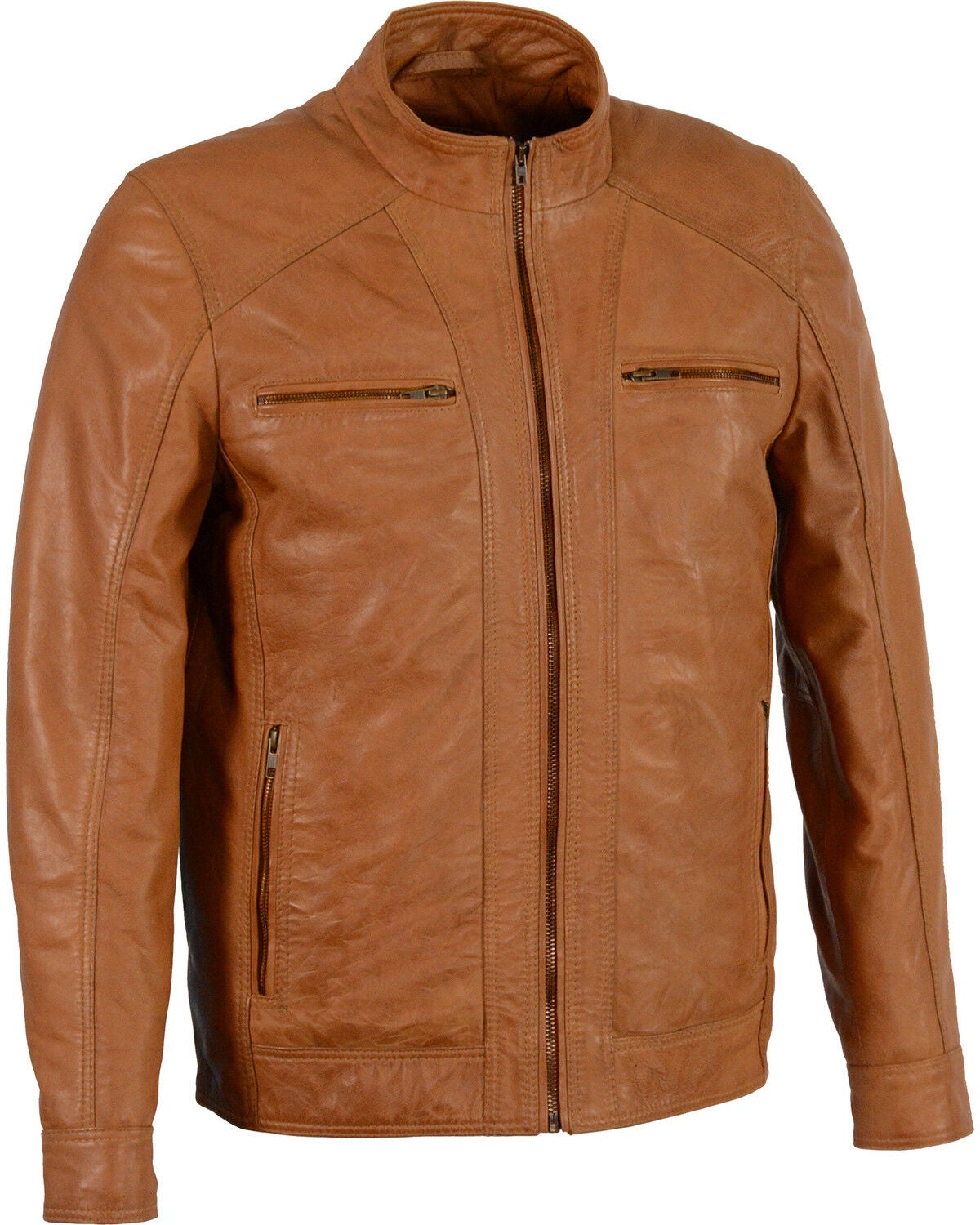 Milwaukee Leather Men's Sheepskin Moto Leather Jacket - 3X, Tan, hi-res
