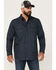 Image #1 - Moonshine Spirit Men's Townie Wallpaper Geo Print Long Sleeve Snap Western Shirt, Navy, hi-res