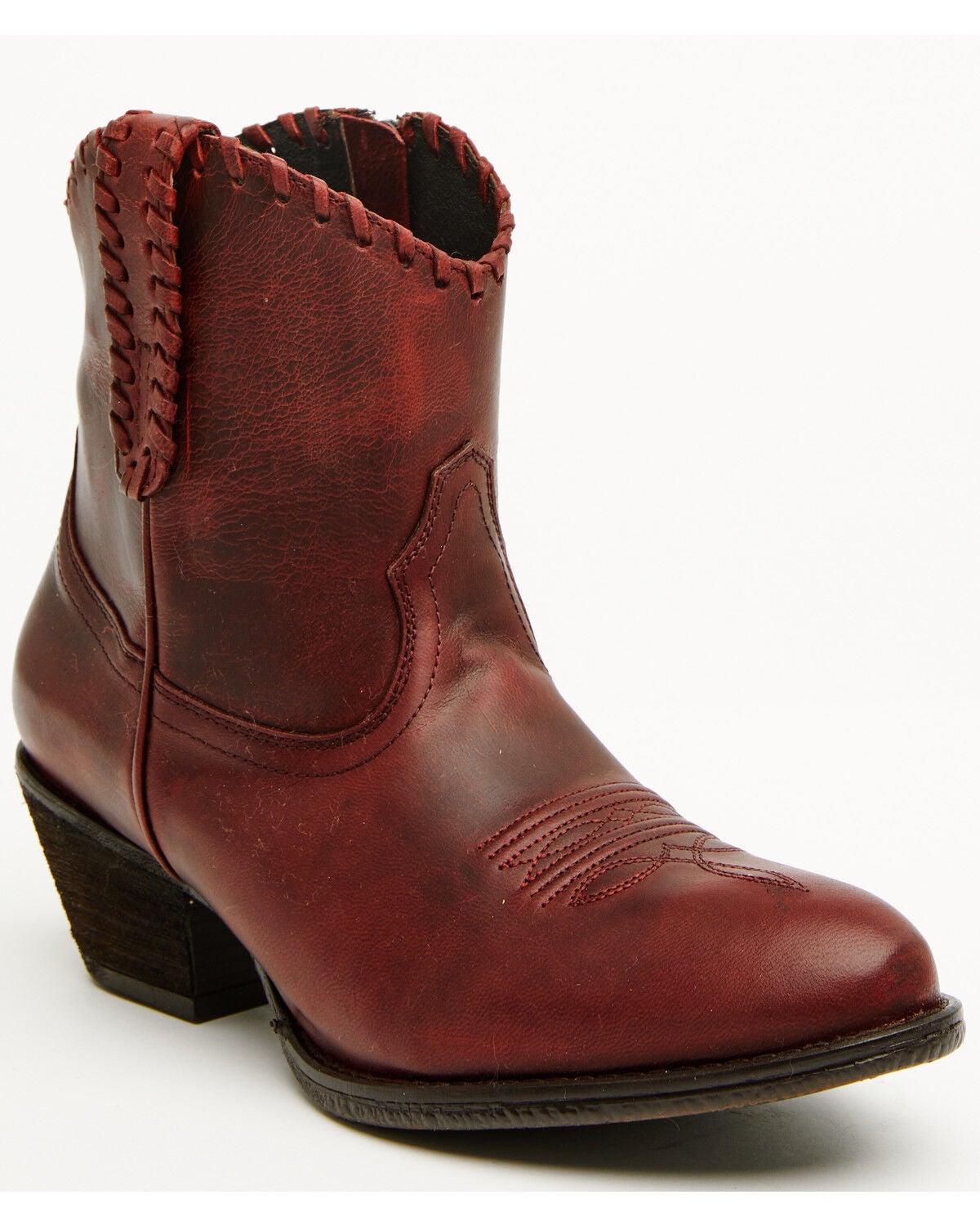 Shyanne Women's Sawyer Omaha Goat Western Fashion Booties - Round Toe, Red, hi-res