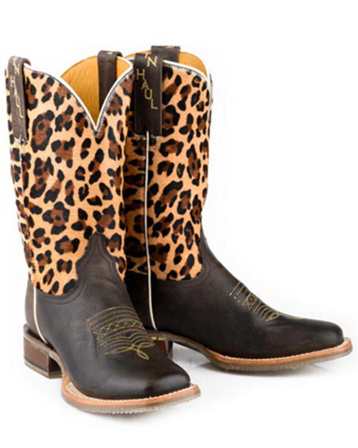 Tin Haul Women's Wild Cat Western Boots - Broad Square Toe, Brown, hi-res