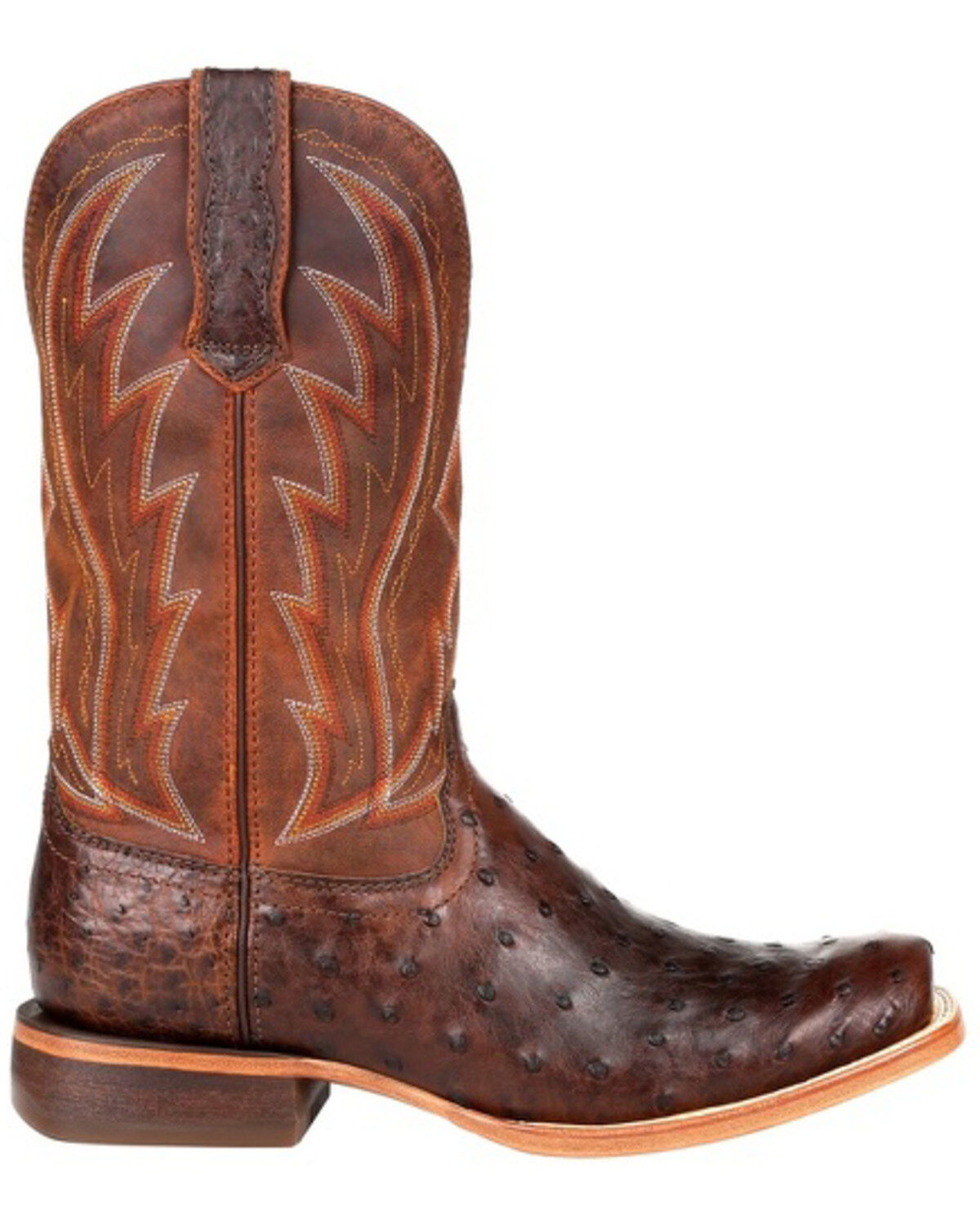 Image #2 - Durango Men's Chestnut Full-Quill Ostrich Western Boots - Square Toe, , hi-res
