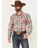 Image #1 - Wrangler Retro Men's Plaid Print Long Sleeve Snap Western Shirt, Red/white/blue, hi-res