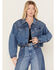 Wrangler Women's Medium Wash Cowboy Cropped Denim Jacket, Blue, hi-res