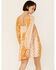Image #3 - En Creme' Women's Cream Yellow Patchwork Long Sleeve Baby Doll Mini Dress, Cream, hi-res