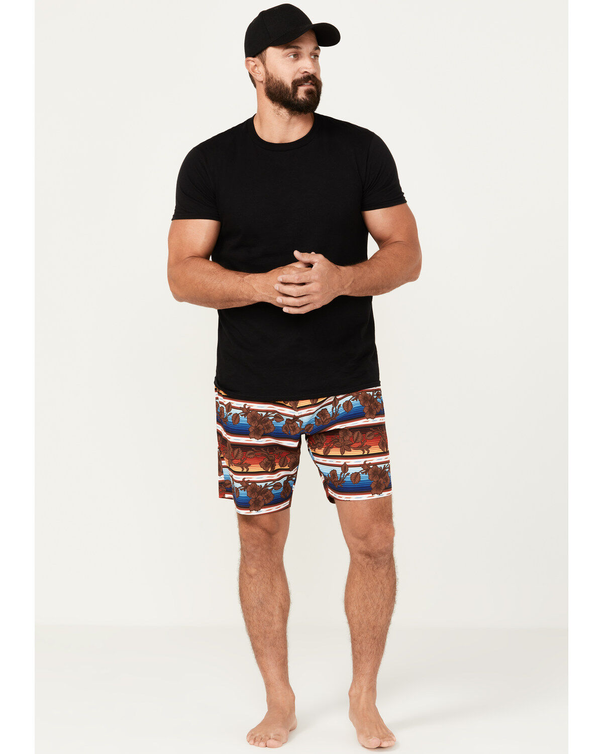 Image #1 - CINCH MEN'S MULTI-COLORED FLORAL DRAWCORD BOARD SHORTS, Purple, hi-res