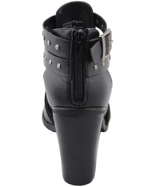 Image #6 - Milwaukee Performance Women's Platform Heel Studded Strap Sandals, Black, hi-res