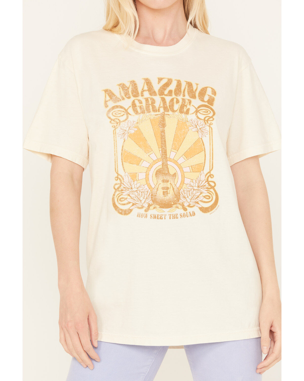 Image #3 - Kerusso Women's Amazing Grace Guitar Graphic Tee, White, hi-res