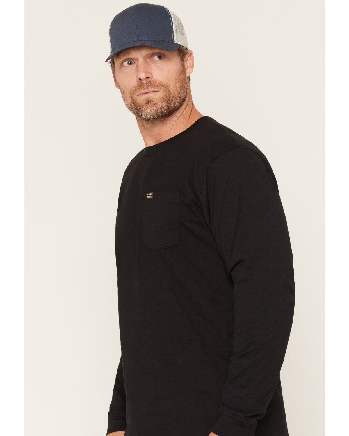 Image #3 - Ariat Men's Rebar&reg; Cotton Strong&trade; Eagle Skull Long Sleeve Work T-Shirt, Black, hi-res