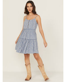 Cleo + Wolf Women's Beau Floral Printed Sleeveless Mini Dress, Steel Blue, hi-res