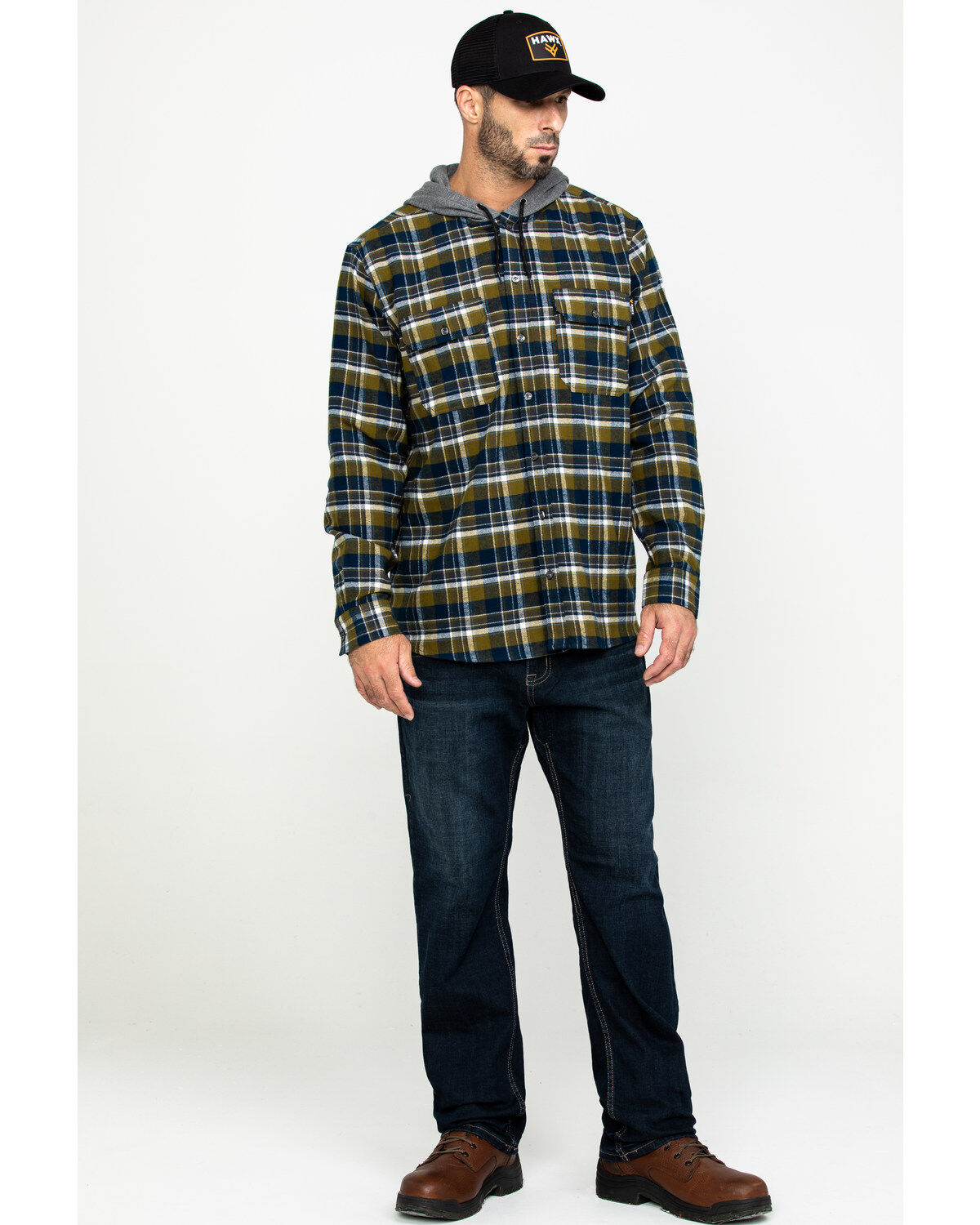 Image #6 - Hawx Men's Grey Hooded Flannel Shirt Work Jacket - Tall, , hi-res