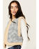 Image #2 - Miss Me Women's Geo Print Fleece Lined Vest, Light Blue, hi-res