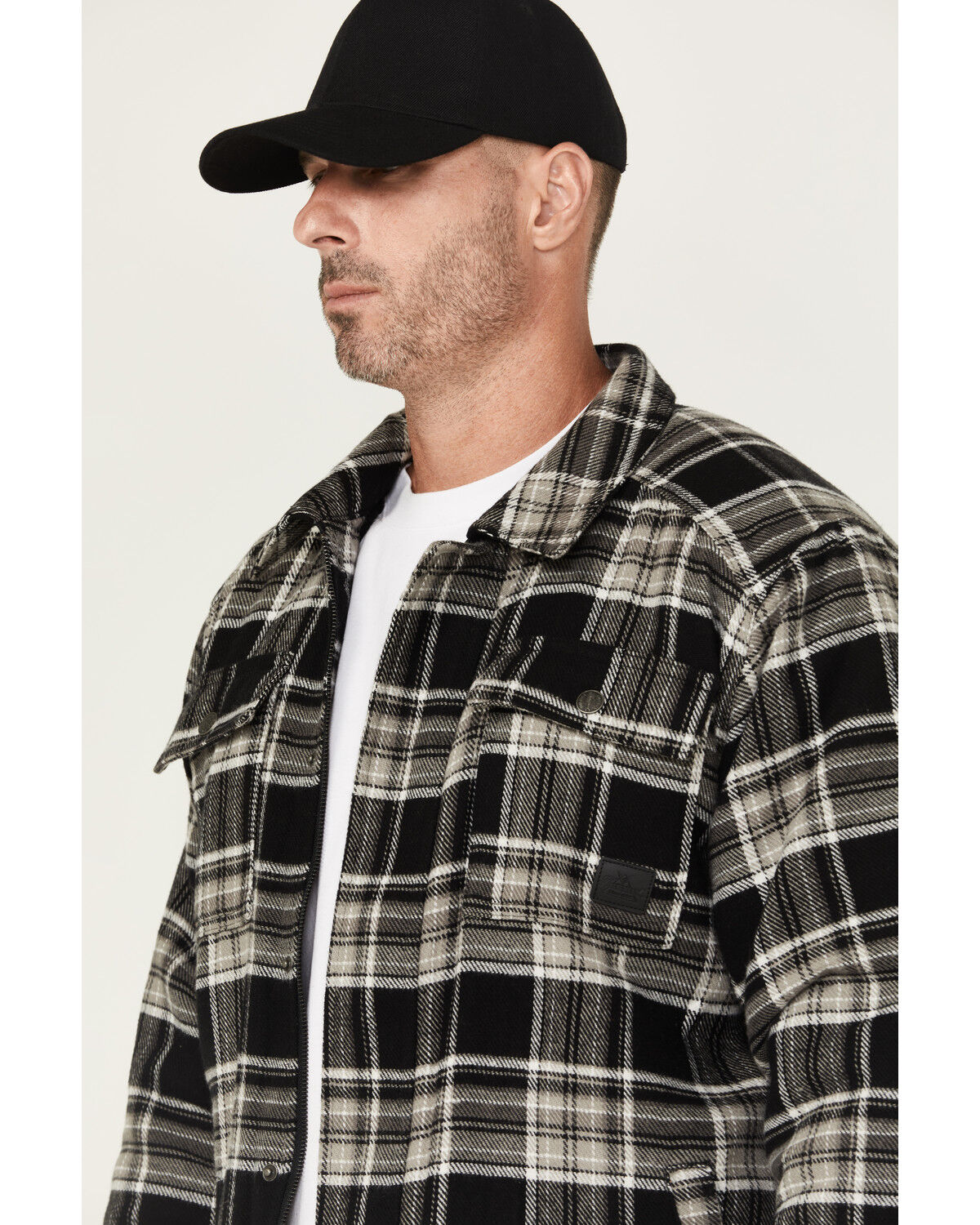 Image #2 - Thorogood Men's Merrill Heavyweight Plaid Print Berber Lined Shirt Jacket, Black, hi-res