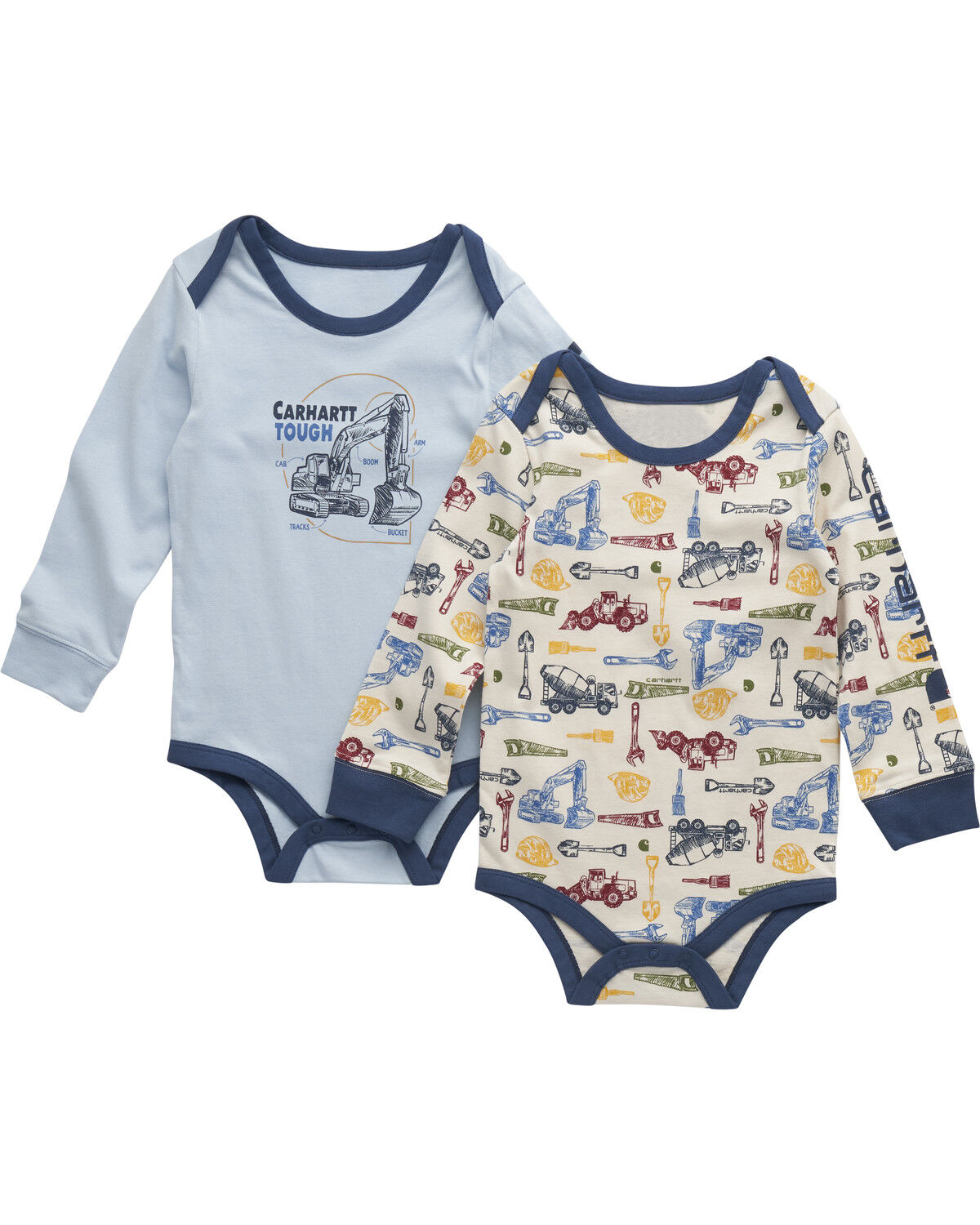 Image #1 - Carhartt Infant Boys' Dream Construction Print Long Sleeve Snap Onesie Set - 2 Piece, Blue, hi-res
