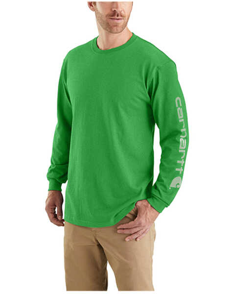 Carhartt Men's Loose Fit Heavyweight Long Sleeve Graphic Work T-Shirt, Loden, hi-res