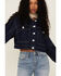 Image #3 - Unpublished Denim Women's Dark Wash Oversized Cropped Button Down Jacket, Blue, hi-res