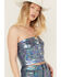 Image #2 - Vibrant Denim Women's Iridescent Tube Top, Blue, hi-res