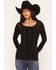 Image #1 - Miss Me Women's Lace Long Sleeve Top, Black, hi-res