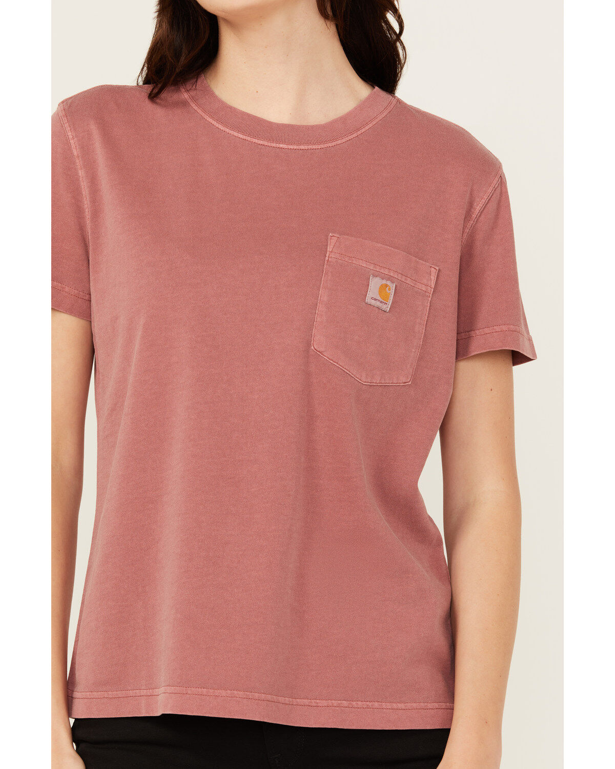 Image #3 - Carhartt Women's Re-Engineered Relaxed Fit Midweight Short Sleeve Pocket Work Tee, Maroon, hi-res